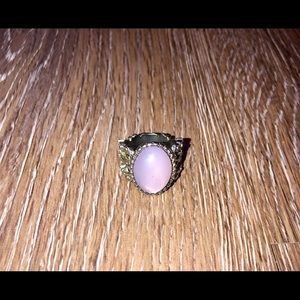 Silver and Pink Onyx Moonstone Ring